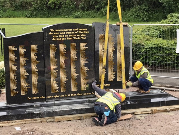 Work has begun on the Barnet War Memorial
